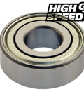 Six Pack Heavy Duty C3 Bearings Loaded With High Temp Synthetic Grease To Slash Friction And Handle Daily Garage Grind Without Melting Past Four Hundred Degrees Rock Solid Build For Tough Riding Mowers That Demand Serious Engine Life. Close-up view of C3 bearing with metal housing.