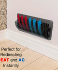 Magnetic Air Deflector For Duct Vents 10 To 14 Inch Adjustable showing airflow direction on a wall register.