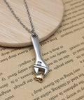 Mechanic Wrench Cremation Urn Necklace For Ashes Holder Pendant Spanner Memorial Keepsake For Dad Engraved Stainless Steel Jewelry