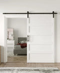 48 Inch By 84 Inch Sliding Barn Door With 8 Foot Hardware Kit And Handle, Pre Drilled Holes For Easy Assembly, installed in bedroom
