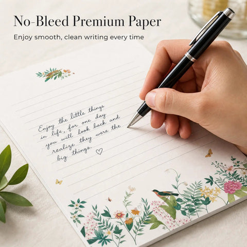 Handwriting on floral stationery from Cute 66-Piece Stationery Kit With Envelopes No-Bleed Lined Paper Floral Designs For Beautiful Handwritten Notes Totally Giftable For Women, Sweet Stationery Supplies And Personalized Gift For Loved Ones