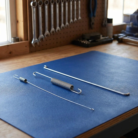 High Elasticity Tension Spring Set For Generator Throttle Rod on workbench, showing various metal springs and tools.
