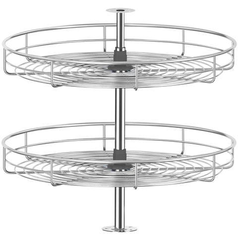 28 Inch Chrome Corner Cabinet Lazy Susan Full Circle Rotating Rack For Corner Base Kitchen Easy Reach Replacement Shelves