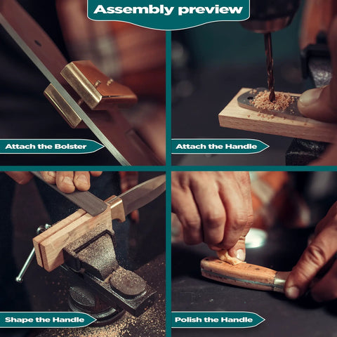 DIY Knife Making Kit For Men Gift Set With Complete Tools And Accessories, 440C Stainless Steel Blade assembly process