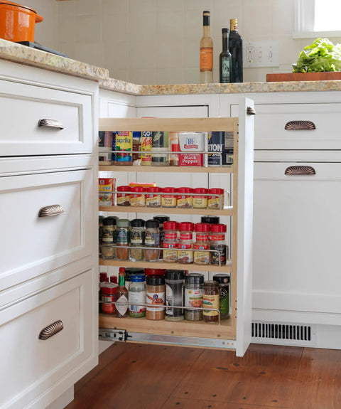 Kick Off A Fresh Kitchen Glow With A Tight Vintage Vibe Solid Zinc Build That Takes The Daily Grind Like A Champ Three Inch Hole Spacing Antique Copper Cabinet Pulls In A Handy Six Piece Set For Stress Free Drawer Makeovers in a pull-out spice cabinet.