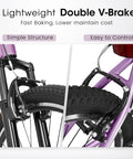 26 Inch Mountain Bike For Adults And Teens With Steel Frame And Suspension Fork, 21 Speed V Brakes, showing double V-brakes