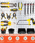 Pegboard Organizer Kit With 240-Piece Hook Set For Garage Wall Storage, Value Packed Bundle Includes Bins, Cups, Hooks
