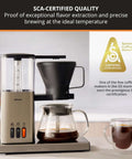 8 Cup Drip Coffee Maker With SCA Certification And Blooming Technology For Barista Quality At Home, showing front view with mug