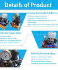 Beefy 100 Ton Hydraulic Pin Press For Excavators With All In One Sleeve And Chain Integrated System, 220V 1500W Electric Pump Dismantling Tool For Track Pin Repair And Machinery Maintenance. Electric pump body with pressure gauge