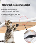 Cat reaching for Dog Proof Pet Resistant 25ft Cord Protector Sleeves, 1/2 Inch Thick Wire Cable Cover White, showing cable protection.