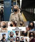 Woman wearing Top Notch KF94 Mask For Adults Black Individually Packaged 30 Masks Made In Korea Premium Micro Dust Protection
