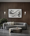 Top Tier Modern Led Wall Sconce 21 Inch Alabaster Shade With Warm 3000K Glow And Smooth Continuous Dimming In Sleek Antique Nickel Finish showcased in modern living room.