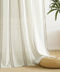 Stripe Linen Curtains 52x84 Inch for Living Room Cozy Vibe Taupe and White Grommet Drapes With Light Filtering, Rustic Window Coverings