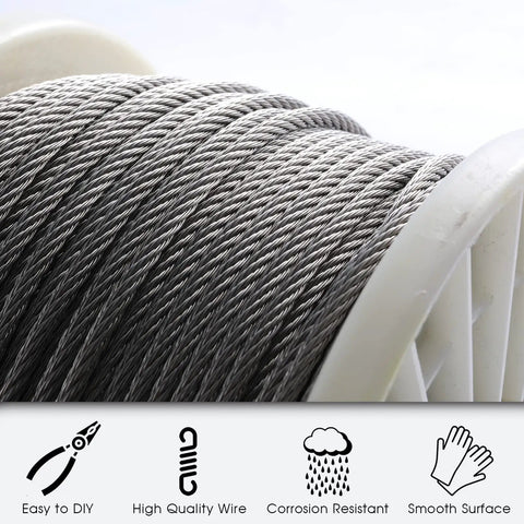 1/8 Inch 300 Ft Stainless Steel Cable With Cutter For Deck Railing And DIY Balustrades T316 7x7 Wire Rope on spool