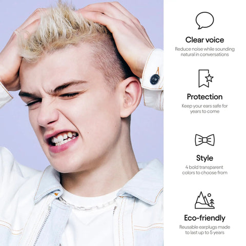Engage Conversation Earplugs For Clear Speech And Light Noise Reduction At Social Gatherings; person struggling with noise