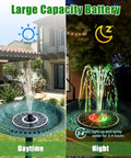 Upgraded 100 Percent Glass Solar Fountain With 3.5W Pump Built In 2000mAh Battery Seven Nozzles And Four Fixers Colorful Outdoor Bird Bath water spray day and night