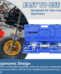 9 Way Slide Hammer Puller Set For Auto Hubs And Axles with case shown beside wheel application
