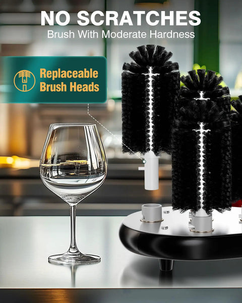 Hassle Free Commercial Countertop Glass Washer Features Five Turbo Brushes That Scour Bar Stemware Fast Wipes Away Greasy Coffee Smudges And Lipstick Stains Runs Smooth At Six Hundred Cups Per Hour Totally Built For The Daily Grind with replaceable brush heads and wine glass.