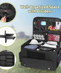 Heavy Duty Golf Trunk Organizer With Ventilated Shoe Compartment For Two Pairs Of Shoes Up To US Mens 16, shown with dividers