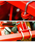 Heavy Duty Square U Bolts Kit With M8 Nuts, Frame Plate And Round Washers For 82mm Inner Width Carbon Steel Mounting in use on red frame
