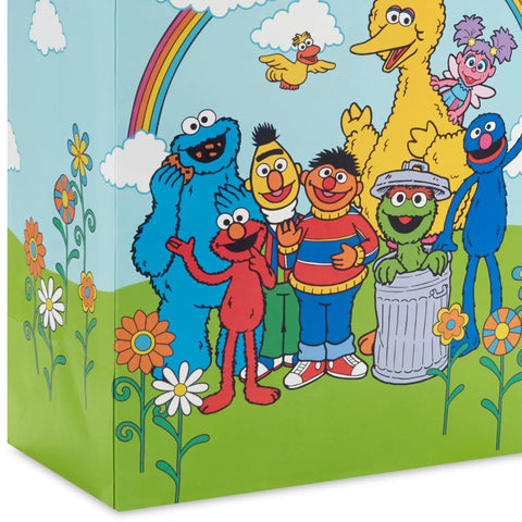 Sesame Street Large Gift Bag With Tissue Paper Featuring Big Bird Elmo Grover Cookie Monster And Friends For Birthdays Christmas