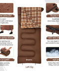 XL Big And Tall Flannel Sleeping Bag For Adults Cold Weather Cozy Warmth With Plush Cloud Like Liner and zipper details
