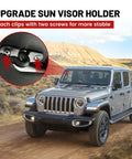 Heavy Duty Sun Visor Repair Kit For Jeep Wrangler JL JK JT Gladiator Rubicon Sport Sagging Visor Mounts in use on Jeep