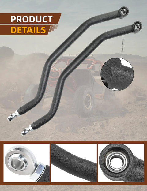 High Clearance Boxed Rear Radius Arms Kit for 2014 and Up RZR XP 1000 and XP 4 1000, black steel rear suspension arms with heim joints