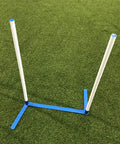 Agility Weave Poles Pro Grade Adjustable Six Pole Set With Carrying Case And Grass Stakes for dog training, set up on grass