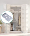 Image of a closet with bifold doors and a close-up of the Four Pack Bifold Door Repair Bracket Kit For One And Three Eighths Inch Doors