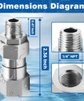 Quarter Inch NPT Pressure Washer Swivel Fitting With 360 Degree Rotation For Anti Twist And Kink Free Hose Connection Easy Quick Connect Design Durable Power Washer Accessory Made For Smooth No Tangle Cleaning And Long Lasting Use. 1/4 NPT dimensions diagram