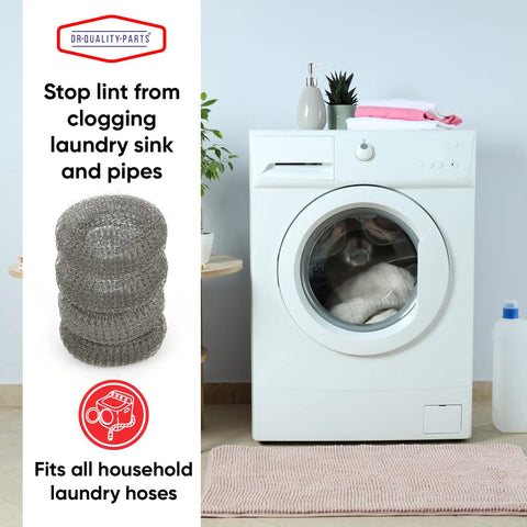 Heavy Duty Stainless Steel Washer Lint Trap Filter Mesh Drain Catcher with Washer Lint Snare for Laundry Socks and Threads