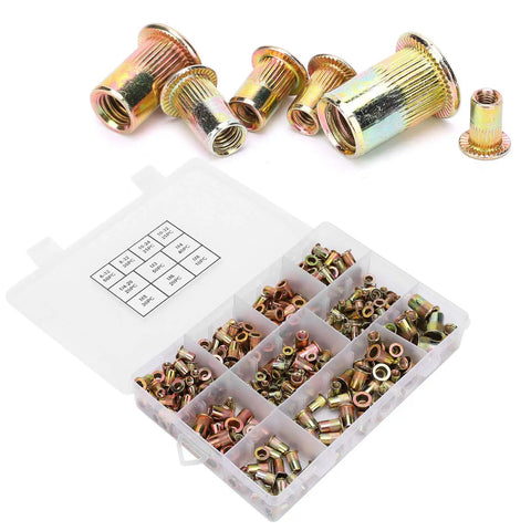 Pro Grade Rivet Nut Set Zinc Plated Steel Vertical Blind Riveting Nuts Kit For Metal Fabrication Auto And Furniture Assembly