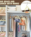 Purse Dust Bags Set with 24 Storage Covers and 25 Stainless Steel S Hooks 3 Sizes in Closet Display