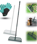 All In One Turf Rake For Artificial Grass And Carpets With A 63 Inch Telescoping Handle And 18 Inch Wide Brush Includes Gloves