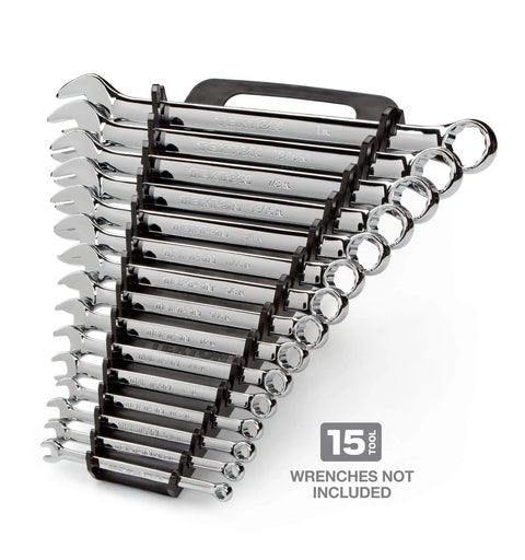 15 Tool Wrench Holder For Tekton 1/4 To 1 Inch Combination Wrenches With Nonslip Flexible Teeth Grip Durable Organizer Made In USA