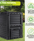80 Gallon Outdoor Compost Bin With Top Flip Lid Includes Gloves Large Aerating Garden Box For Yard Waste Easy Exit Door BPA Free Material Black Turns Scraps Into Rich Compost Fast