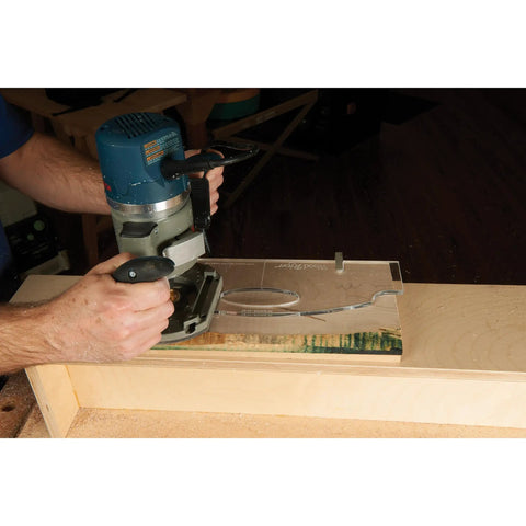 Premium Acrylic Router Template For Building Durable Tool Tote Handles And Custom Cutting Board Ends With Dual Clamping Slots used with a router.
