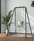 Heavy Duty Hammock Chair Stand For Indoor And Outdoor Use Ultra Strong Steel A Frame Supports Up To 300 Lbs with chair on porch