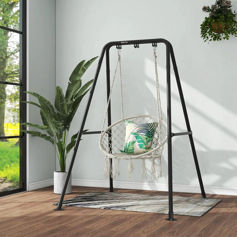 Heavy Duty Hammock Chair Stand For Indoor And Outdoor Use Ultra Strong Steel A Frame Supports Up To 300 Lbs with chair on porch