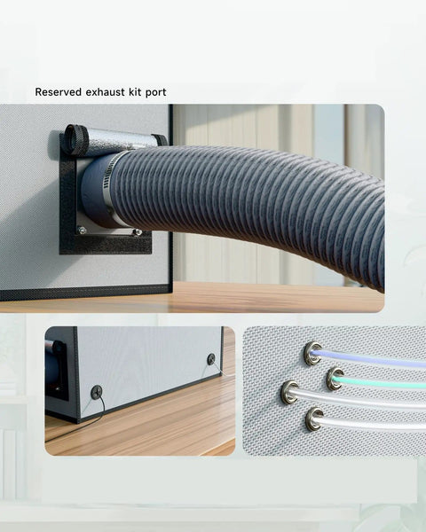 Reserved exhaust kit port on 3D Printer Enclosure With LED Light And Fireproof Cover For A1 Compatible Models
