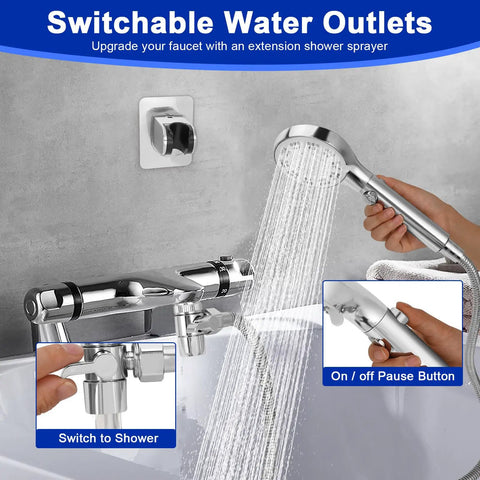 Top Shelf Handheld Bathtub Shower Head With 79 Inch Hose And Dope Six Spray Modes Includes Three Way Brass Diverter Smooth Install For Bathroom And Garden Renovation Projects