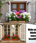 Beefy 24 Pack Steel Blind Shutter Hinges With S Holdback Hooks Kit on exterior shutters with colorful flowers.
