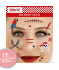Close-up of Pirate Glitter Face Tattoos Set For Theme Parties Halloween And Carnival Temporary Body Art for eye-catching style
