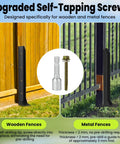 2 Pack Heavy Duty Fence Post Repair Kit For 4x4 And 6x6 Wood Or Metal Posts with thickened steel anchor installed on wood and metal fences