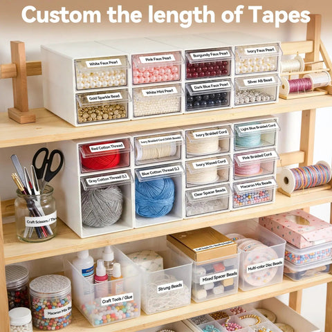 Gotta Love This Straight Up Compact Bluetooth Label Printer With Self Adhesive Tape Wireless Thermal Mini Label Maker Featuring Rechargeable Battery And Built In Cutter For No Sweat Home Office Or Kitchen Organization on organized craft shelf.