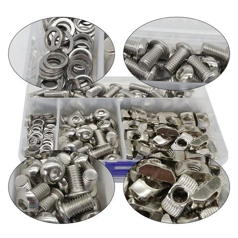 Complete M8 Hardware Kit For 4040 And 4080 Aluminum Extrusion Profiles, 60 Hex Socket Bolts In 14mm And 16mm, 60 Drop In M8 T Nuts, 30 Washers
