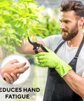 Gardener using Heavy Duty Bypass Pruning Shears For Garden With Soft Cushion Grip Handle And SK5 High Carbon Steel Blades