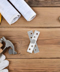 Concealed Pivot Hinges Set 2 Pack Stainless Steel Hidden Door Pivots With Center Shaft 360 Degree Rotation in a construction setting.