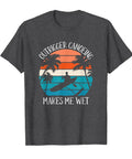 Outrigger Canoe Paddling Humor Tee For Men Makes Me Wet Funny Paddling Shirt in Dark Heather Grey, Large Size
